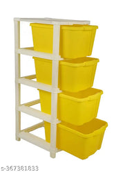 Yellow plastic drawer storage organizer for clothes, books, shoes, toys, socks etc., ideal for small spaces